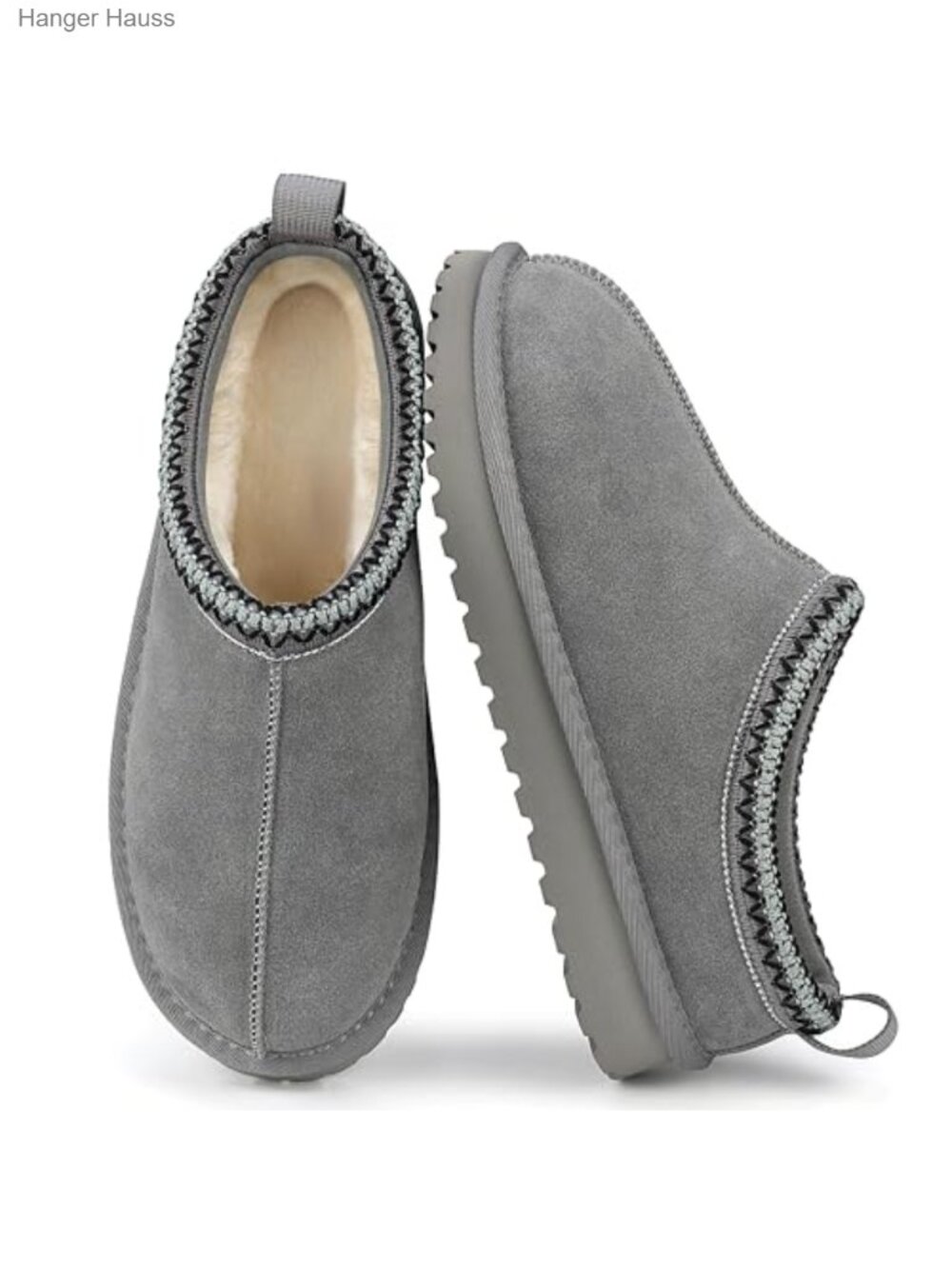 Suede Platform Slippers Faux Fur Lined Slip-On Clog